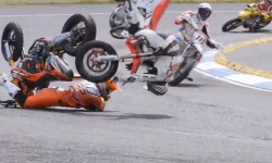 Vidéo Supermotard : la chute de Germain Vincenot à Sasnova