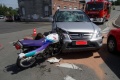 Collision auto moto Honda motard blessé