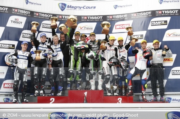 Bol d'Or : podium avec Kawasaki SRC, GMT 94 et Junior Team Suzuki (c) photo : Good-Shoot