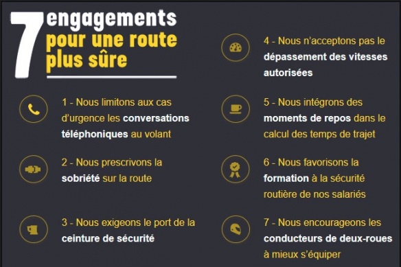 7 engagements des entreprises pour la Sécurité Routière