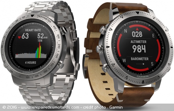 Montres GPS Garmin f?nix Chronos versions acier et cuir Montres GPS Garmin f?nix Chronos versions acier et cuir