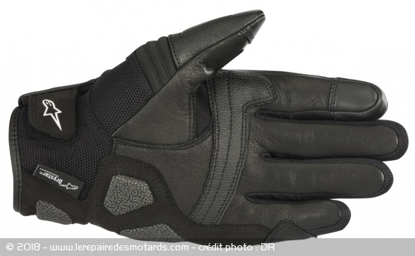 Gants cuir Alpinestars Crosser Drystar Air : la paume est en cuir 