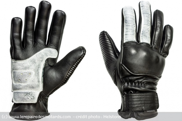 Gants cuir Helstons Speed, version noir/blanc Gants cuir Helstons Speed, version noir/blanc