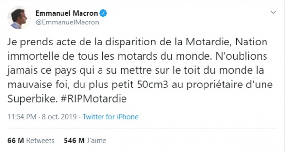 Emmanuel Macron rend hommage à la Motardie