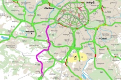 Trafic interrompu sur la N118 - Crédit : Sytadin.fr