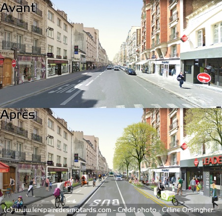 La rue de Vaugirard avant et après travaux - Crédit photo : Céline Orsingher/Paris en Commun La rue de Vaugirard avant et après travaux - Crédit photo : Céline Orsingher/Paris en Commun