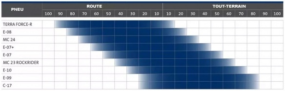 Tableau comparatif des modèles de pneus trail Mitas