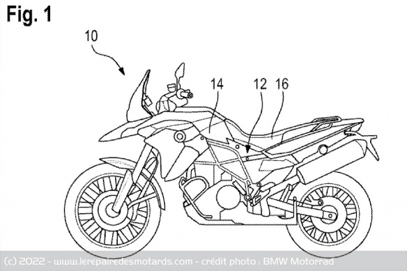 Le brevet est illustré par une F 800 GS Le brevet est illustré par une F 800 GS