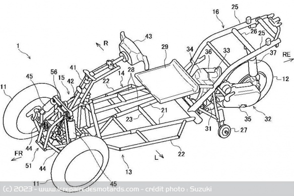 Dans un second brevet, le guidon est remplacé par un volant Dans un second brevet, le guidon est remplacé par un volant