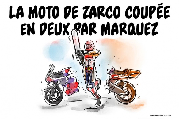 La moto de Zarco coupée en deux par Marquez La moto de Zarco coupée en deux par Marquez