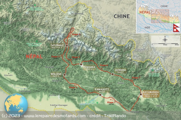 La carte du Circuit Annapurna de TrailRando La carte du Circuit Annapurna de TrailRando