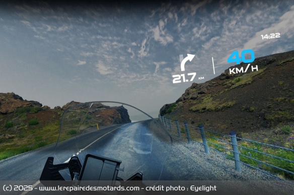 L'affichage des informations semble se faire quelques mètres devant la moto L'affichage des informations semble se faire quelques mètres devant la moto