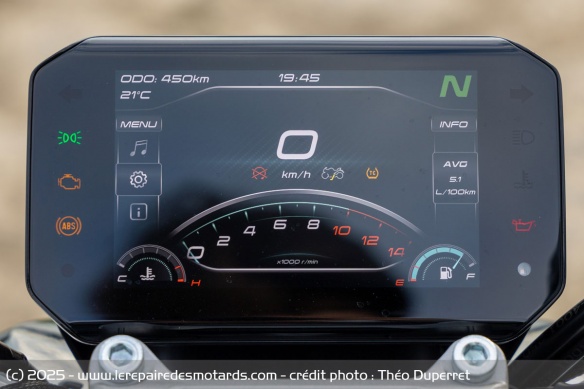 Le compteur TFT de la CFMOTO 450NK