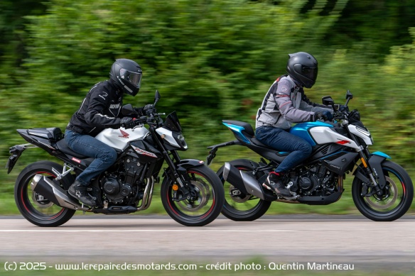 Même constat sur voie rapide où la CFMOTO oppose son dynamisme au côté pragmatique de la Honda
