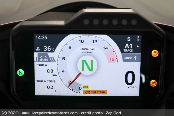 L'instrumentation TFT couleur de la Honda CBR1000RR-R Fireblade