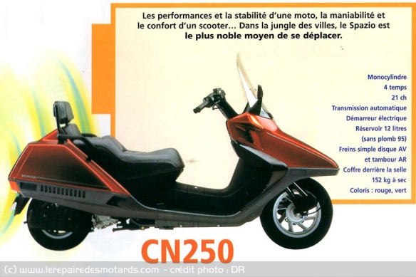 Publicité Honda Spazio CN250