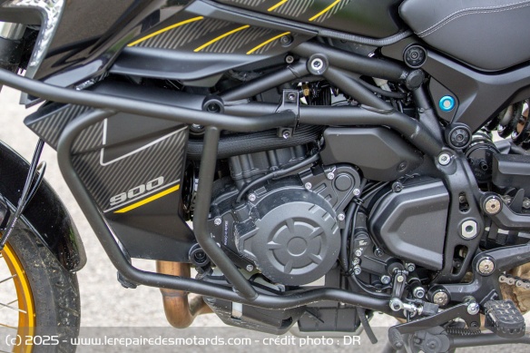 Le moteur bicylindre de la QJMOTOR SRT 900 SX Touring