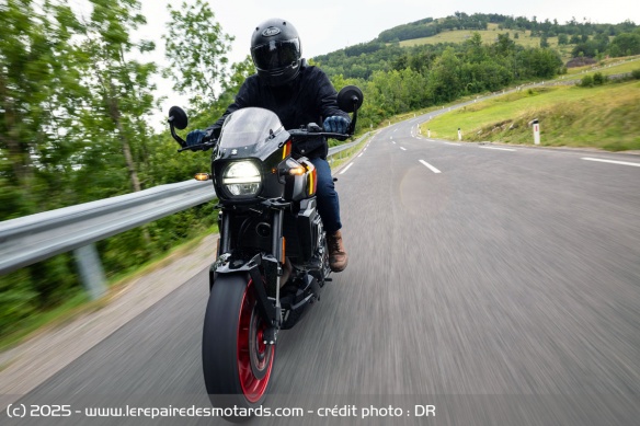 Stable &agrave; haute vitesse, la TT gagne un peu en protection avec sa t&ecirc;te de fourche