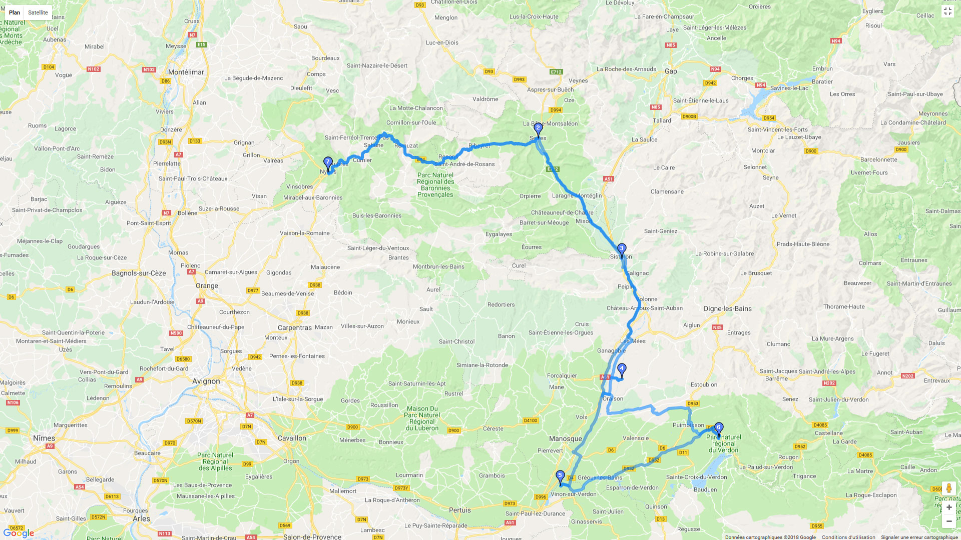 Pour zoomer sur la carte et avoir plus de détails, connectez-vous ! Carte roadbook De Nions au lac de Ste Croix