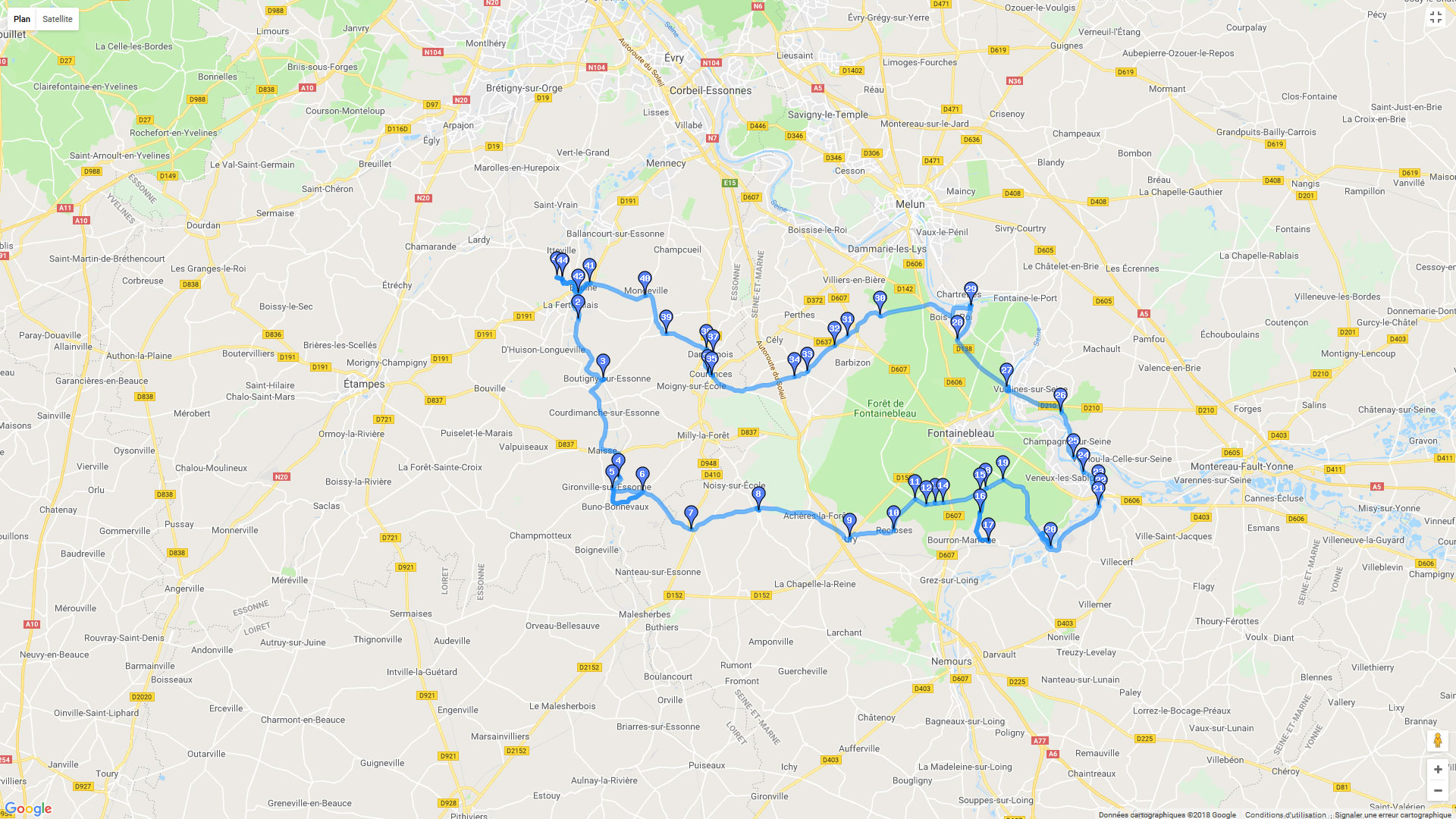 Pour zoomer sur la carte et avoir plus de détails, connectez-vous ! Carte roadbook Cerny - Bois-le-Roi