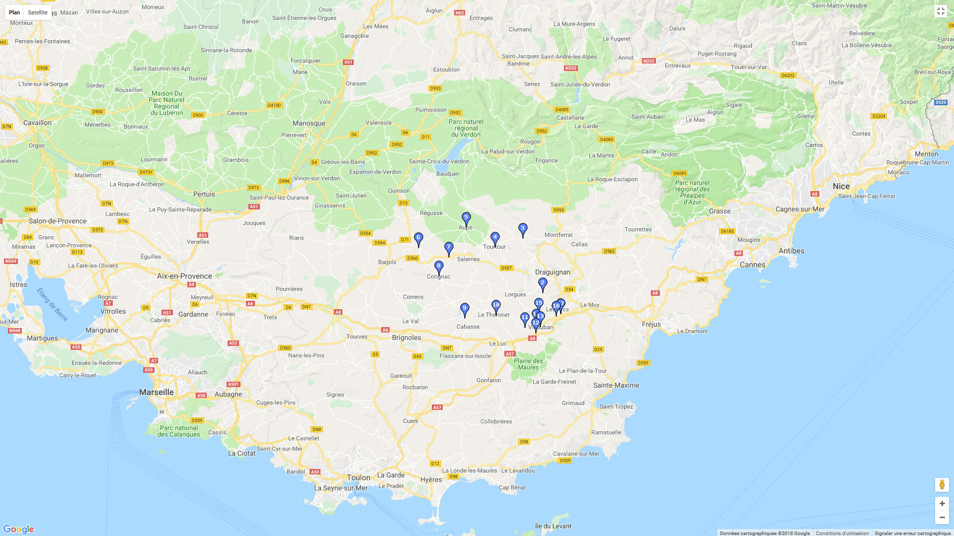 Pour zoomer sur la carte et avoir plus de détails, connectez-vous ! Carte roadbook Autour de Draguignan