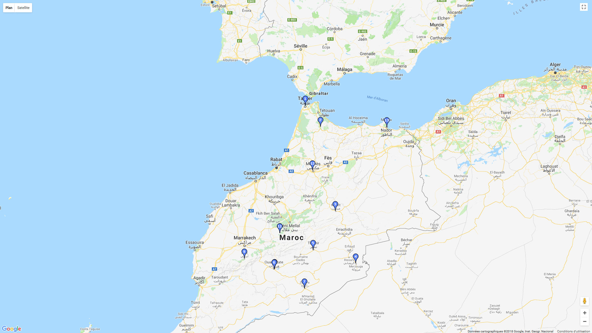 Pour zoomer sur la carte et avoir plus de détails, connectez-vous ! Carte roadbook Le Maroc à moto
