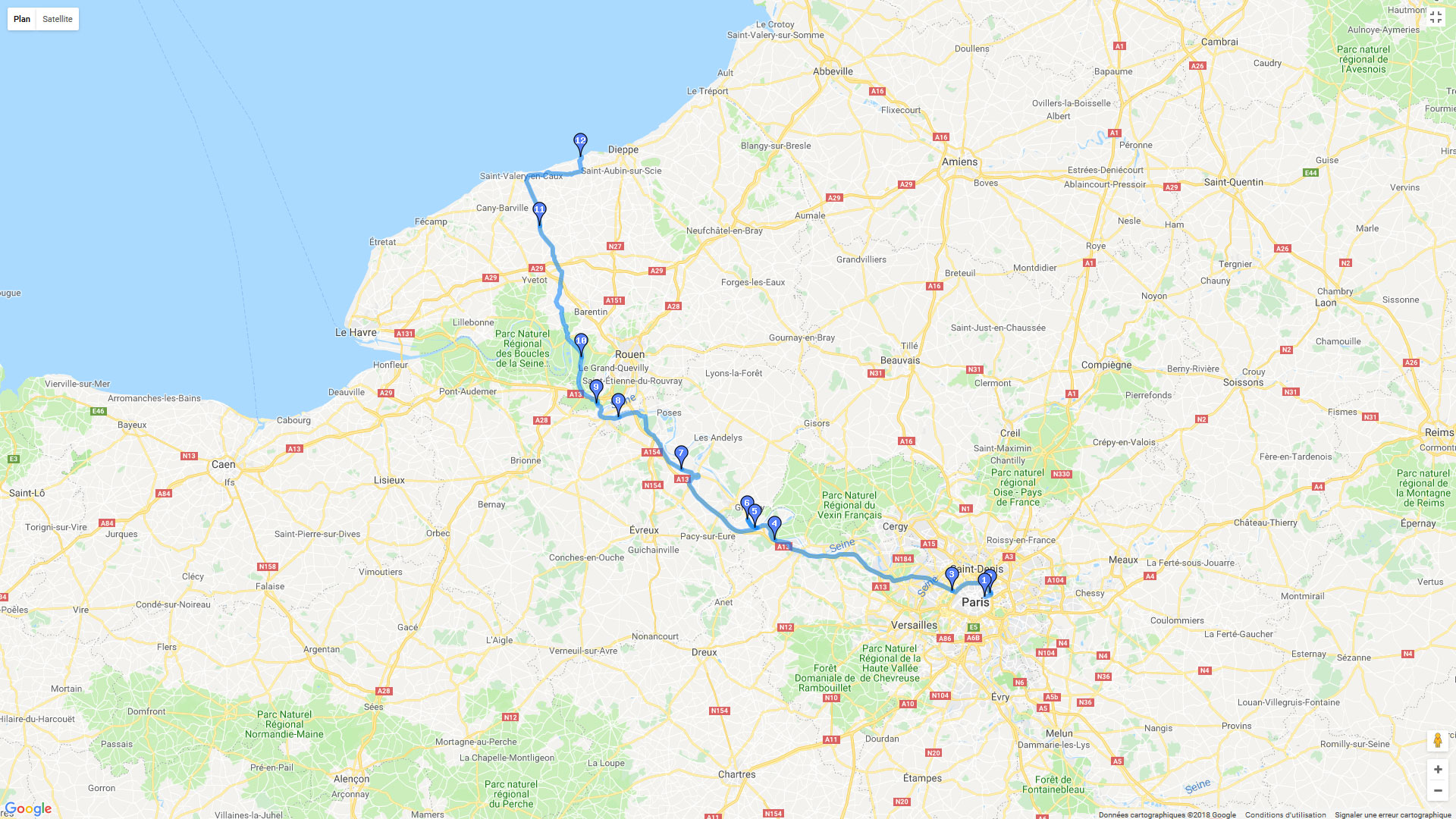 Pour zoomer sur la carte et avoir plus de détails, connectez-vous ! Carte roadbook Paris - Quibervile
