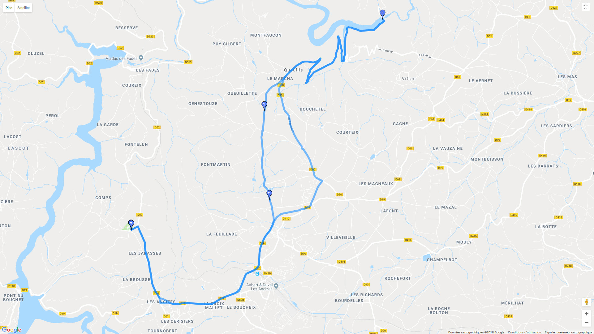Pour zoomer sur la carte et avoir plus de détails, connectez-vous ! Carte roadbook Le barrage de Queuille
