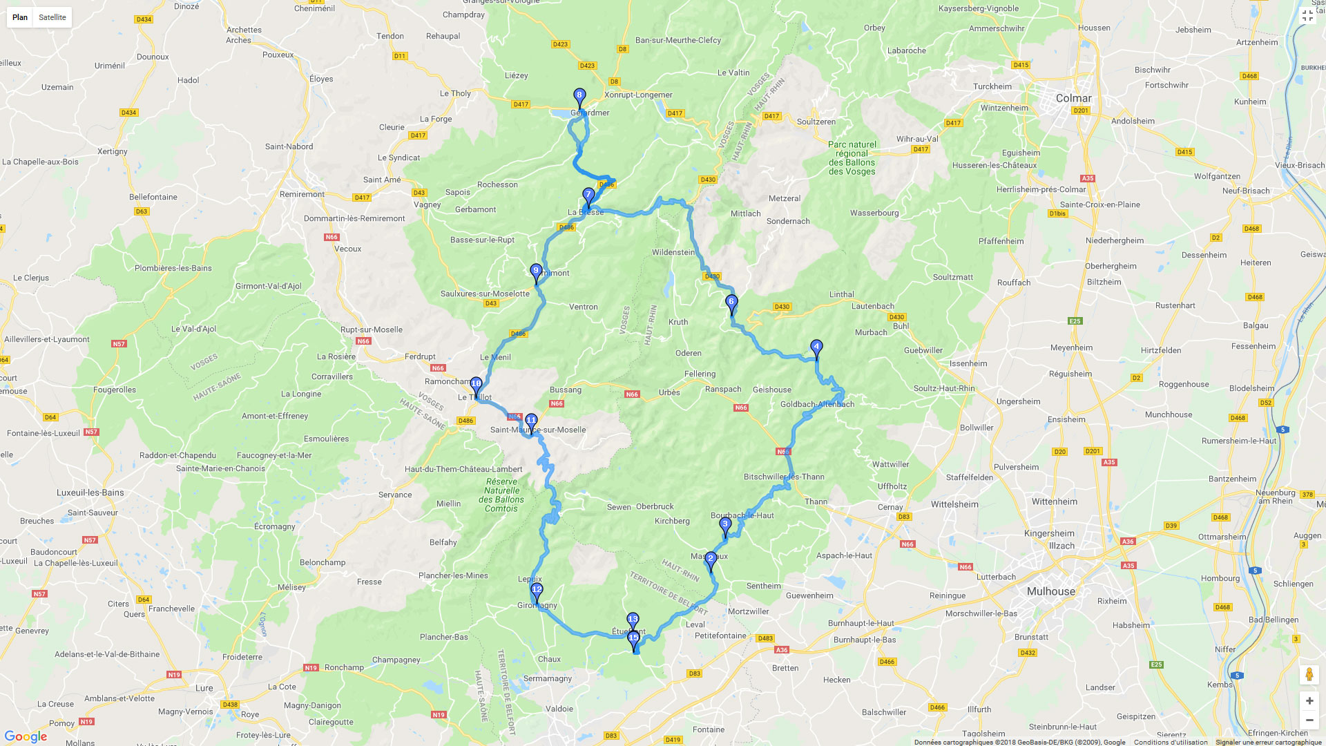 Pour zoomer sur la carte et avoir plus de détails, connectez-vous ! Carte roadbook Balade de Gérardmer