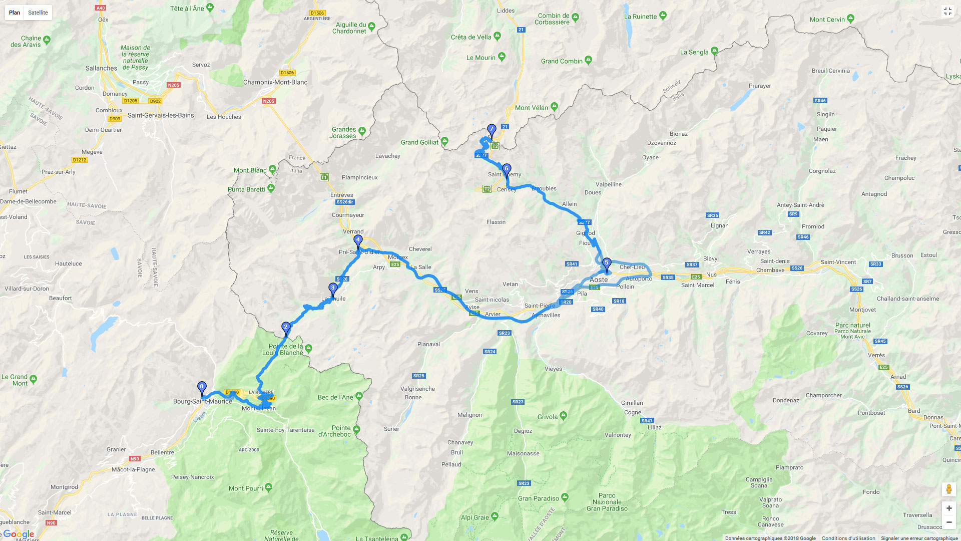 Pour zoomer sur la carte et avoir plus de détails, connectez-vous ! Carte roadbook Col du Grand Saint Bernard