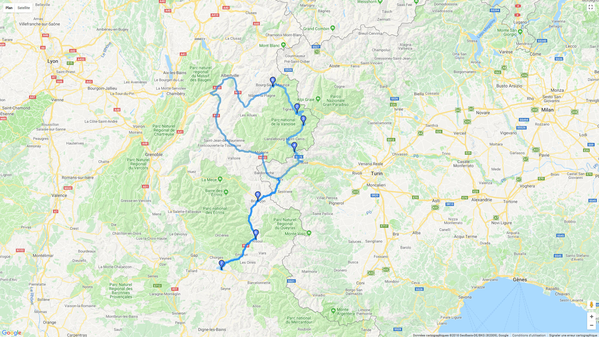 Pour zoomer sur la carte et avoir plus de détails, connectez-vous ! Carte roadbook Lac de Serre-Ponçon