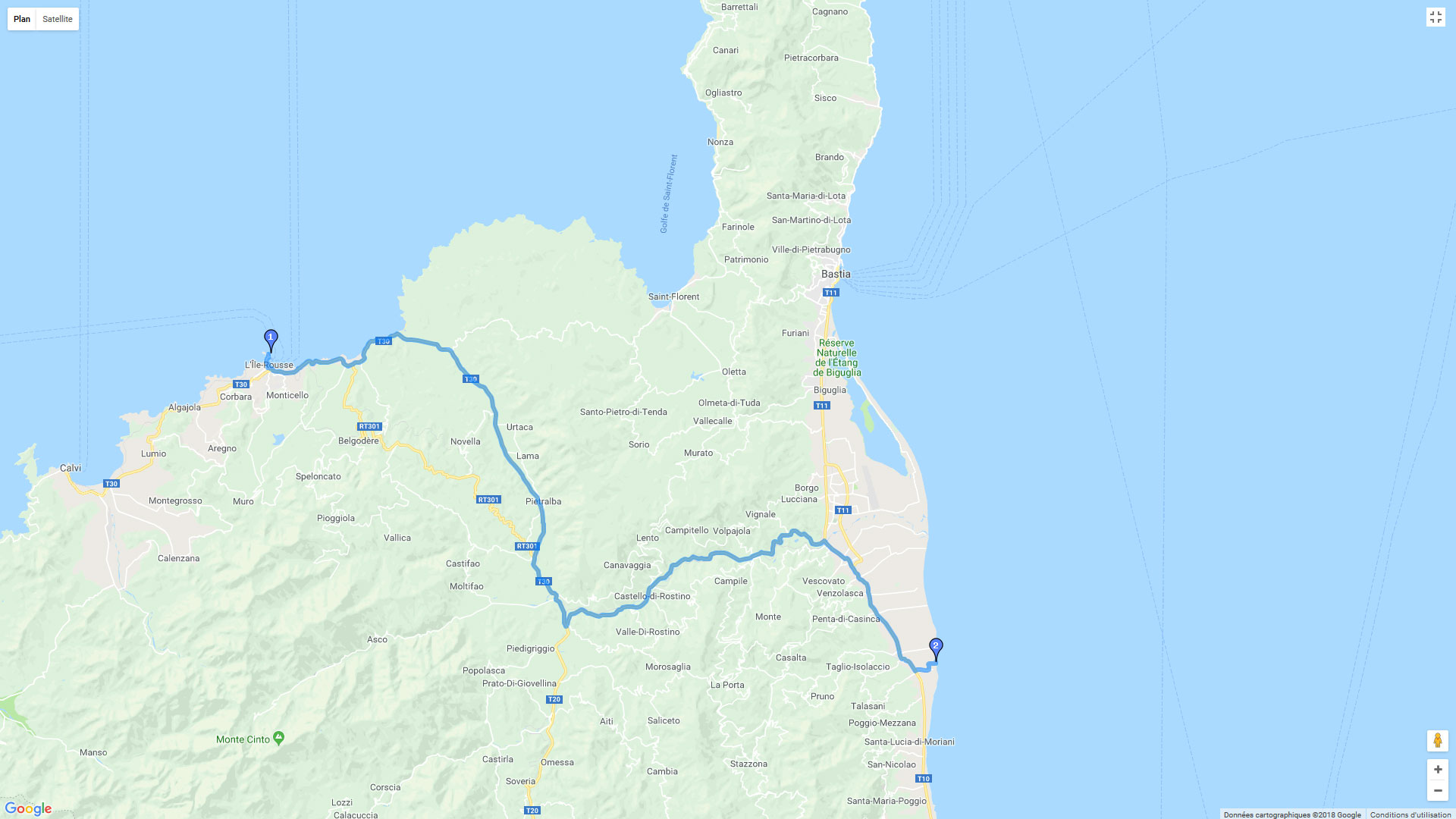 Pour zoomer sur la carte et avoir plus de détails, connectez-vous ! Carte roadbook Le Nord de la Corse