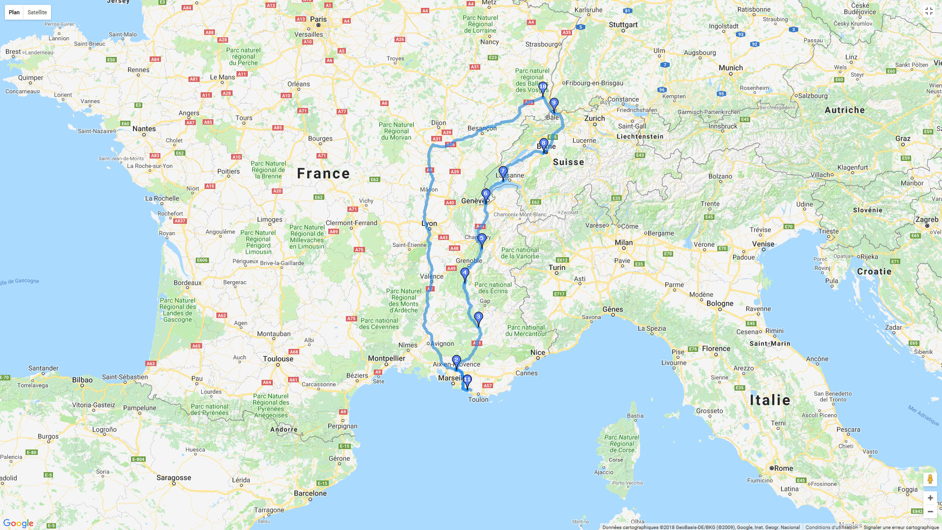 Pour zoomer sur la carte et avoir plus de détails, connectez-vous ! Carte roadbook Du Var en Alsace