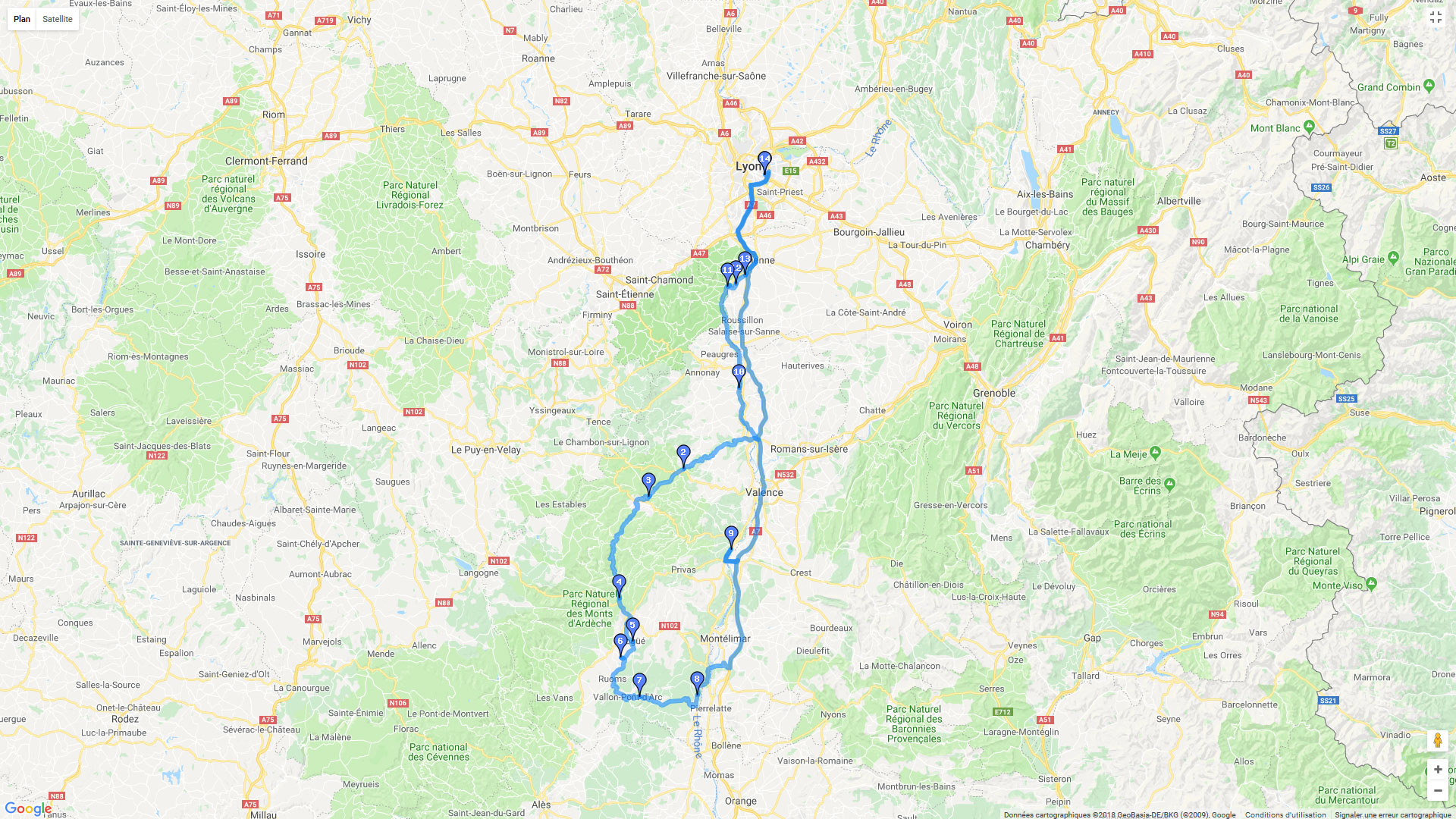 Pour zoomer sur la carte et avoir plus de détails, connectez-vous ! Carte roadbook Vogüé - Balazuc