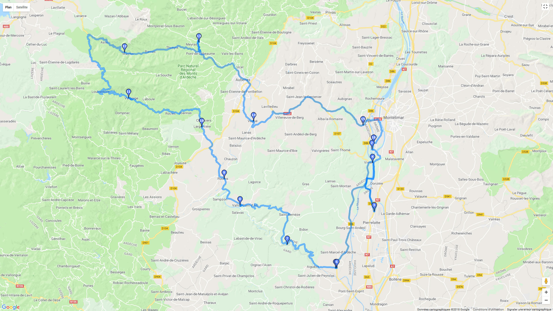 Pour zoomer sur la carte et avoir plus de détails, connectez-vous ! Carte roadbook Montelimar - Chirols