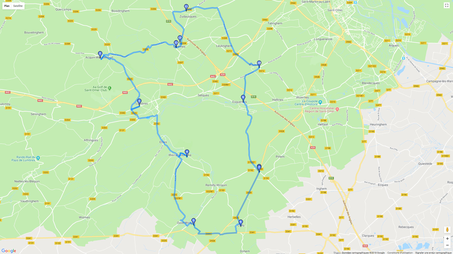 Pour zoomer sur la carte et avoir plus de détails, connectez-vous ! Carte roadbook Autour de Quelmes