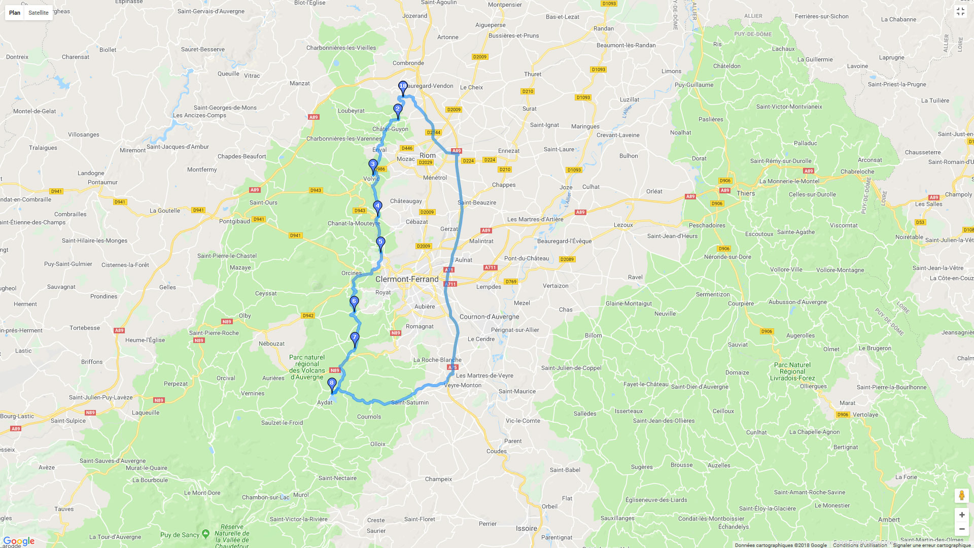 Pour zoomer sur la carte et avoir plus de détails, connectez-vous ! Carte roadbook Lac d'Aydat