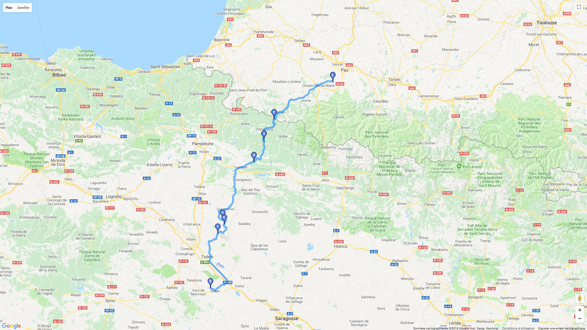 Pour zoomer sur la carte et avoir plus de détails, connectez-vous ! Carte roadbook Roadtrip vers l'Andalousie