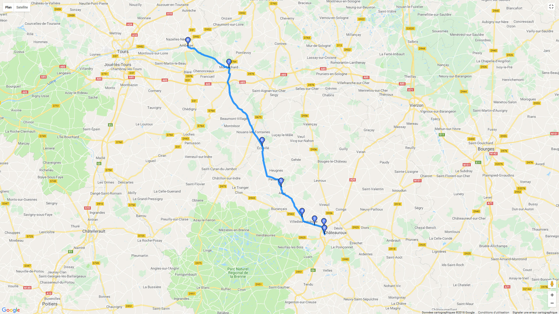 Pour zoomer sur la carte et avoir plus de détails, connectez-vous ! Carte roadbook Le Clos Lucé