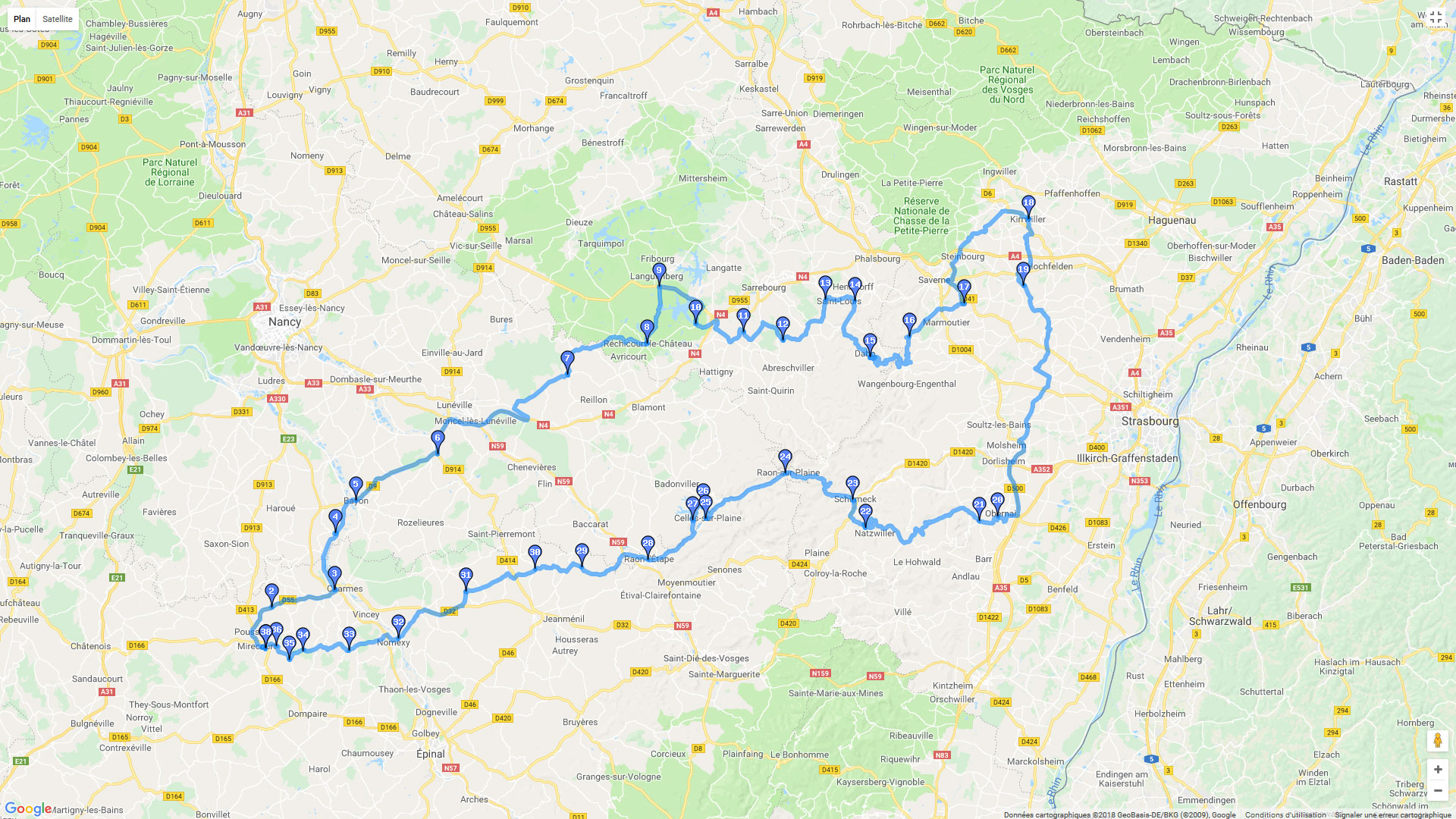 Pour zoomer sur la carte et avoir plus de détails, connectez-vous ! Carte roadbook Le Rocher de Dabo