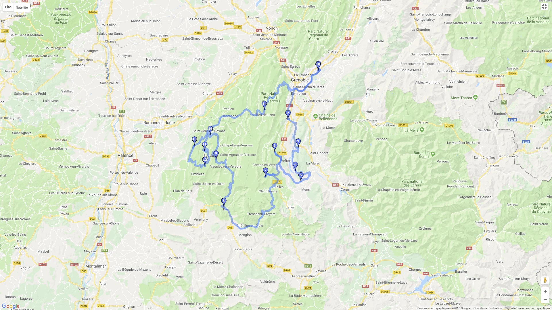 Pour zoomer sur la carte et avoir plus de détails, connectez-vous ! Carte roadbook Découverte du Vercors