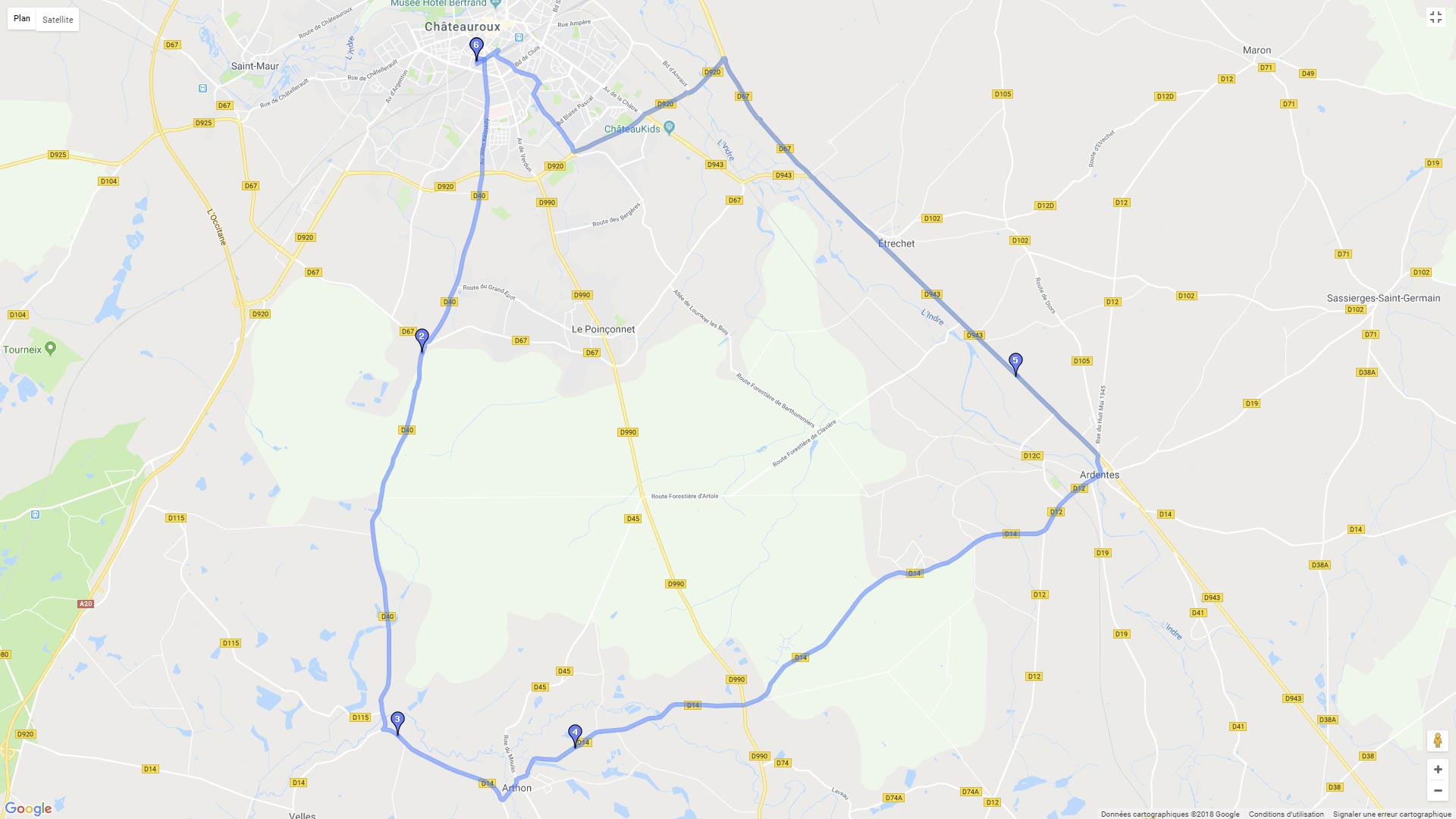 Pour zoomer sur la carte et avoir plus de détails, connectez-vous ! Carte roadbook Forêt du Poinçonnet
