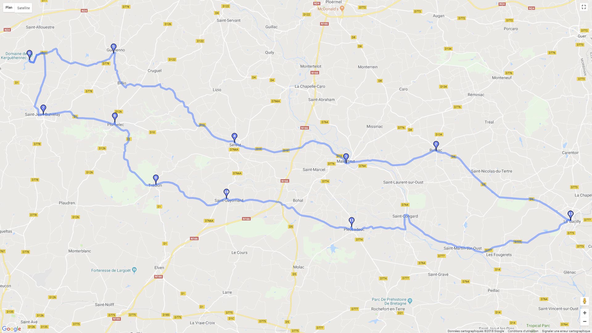 Pour zoomer sur la carte et avoir plus de détails, connectez-vous ! Carte roadbook la Gacilly