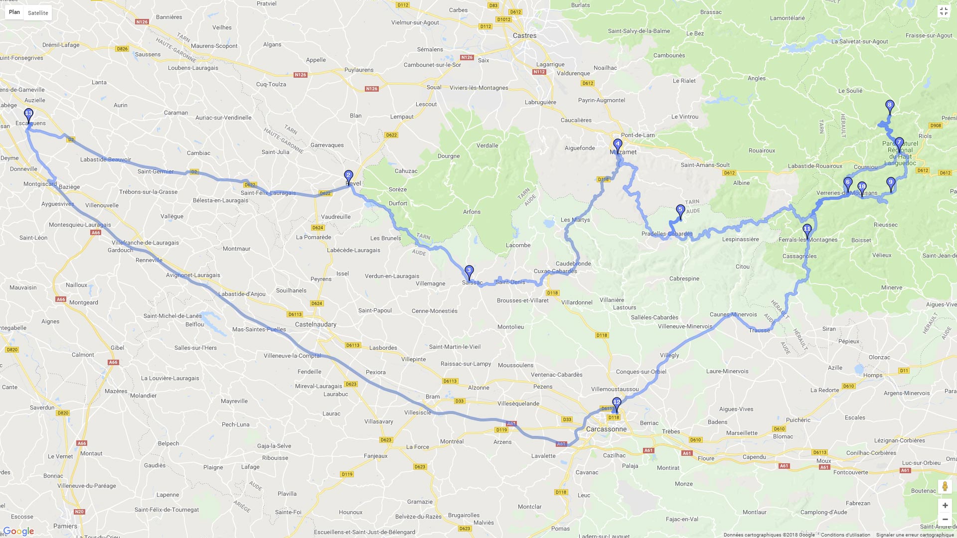 Pour zoomer sur la carte et avoir plus de détails, connectez-vous ! Carte roadbook Tour de la montagne noire