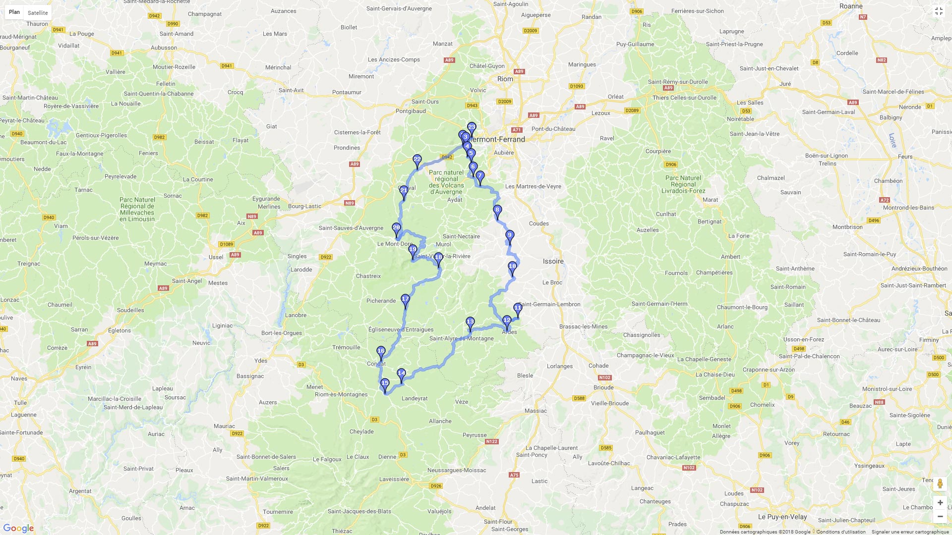 Pour zoomer sur la carte et avoir plus de détails, connectez-vous ! Carte roadbook Cezalllier et Sancy