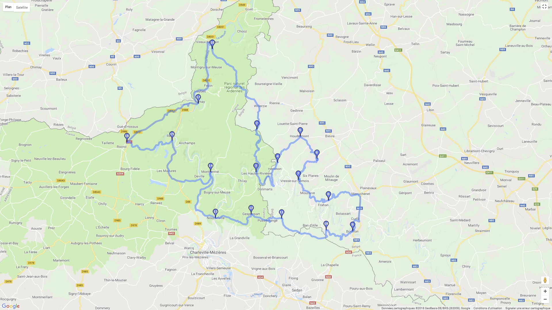 Pour zoomer sur la carte et avoir plus de détails, connectez-vous ! Carte roadbook Les deux vallées : Semoy et Meuse