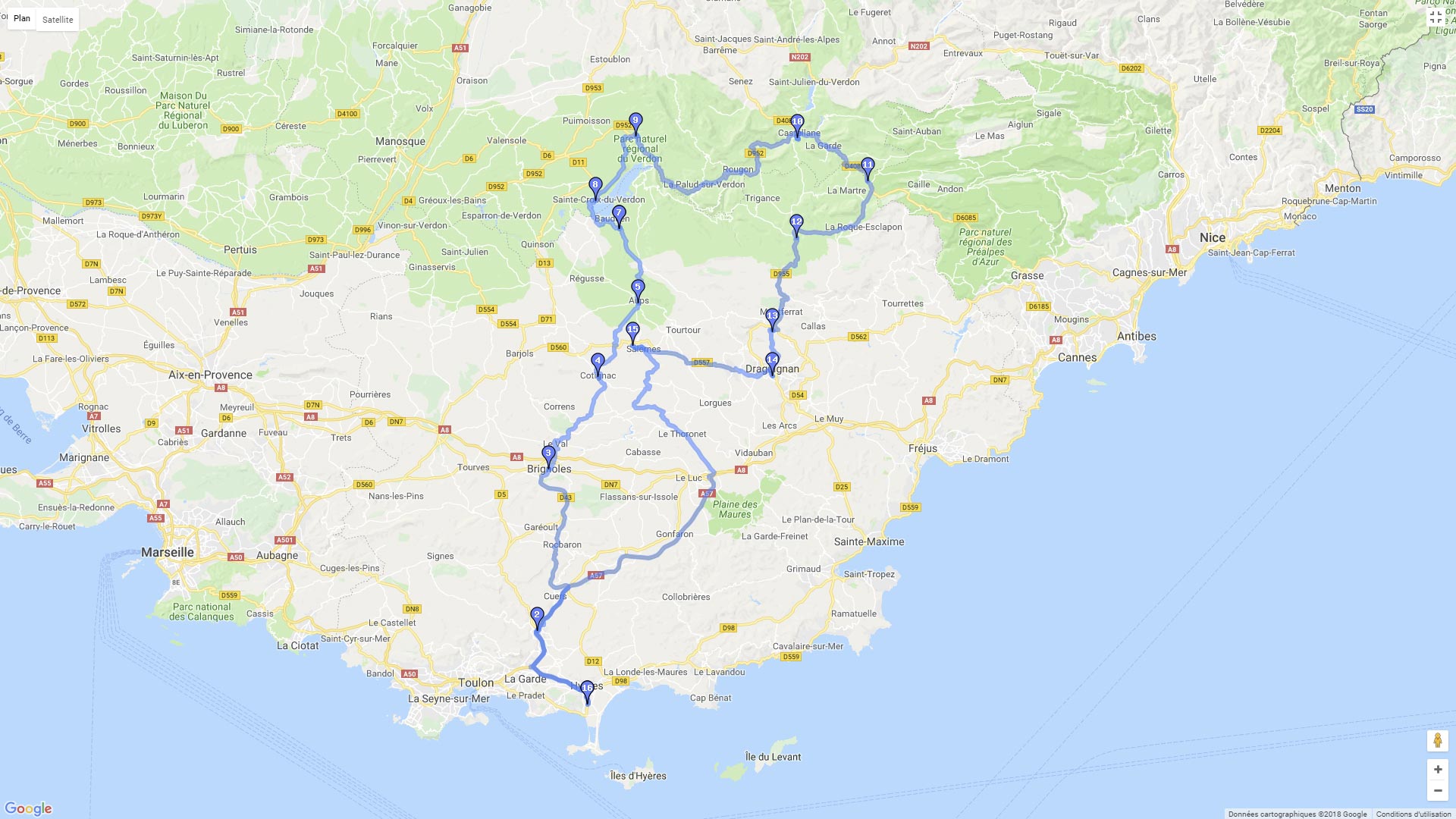 Pour zoomer sur la carte et avoir plus de détails, connectez-vous ! Carte roadbook Verdon