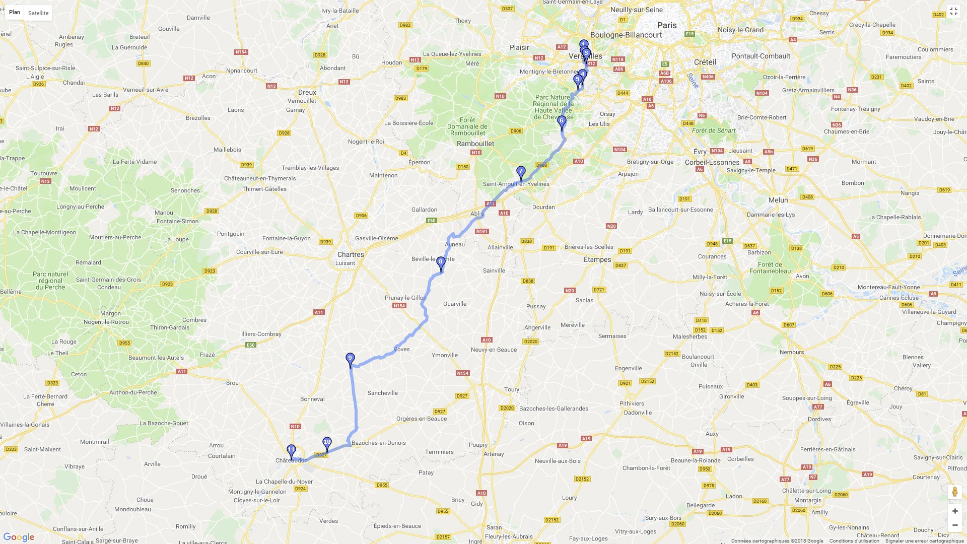 Pour zoomer sur la carte et avoir plus de détails, connectez-vous ! Carte roadbook Aux portes du Perche