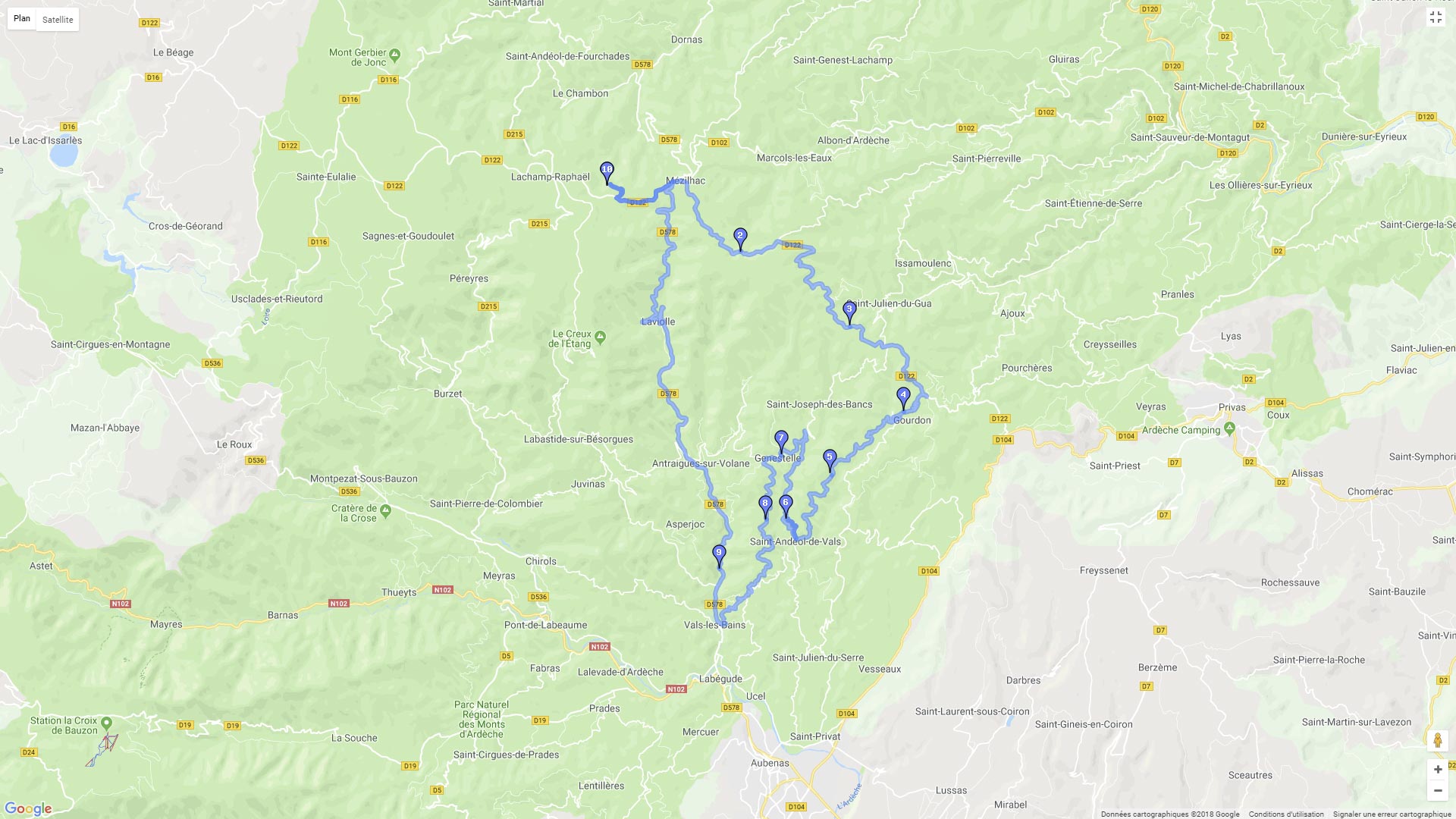 Pour zoomer sur la carte et avoir plus de détails, connectez-vous ! Carte roadbook Ardèche