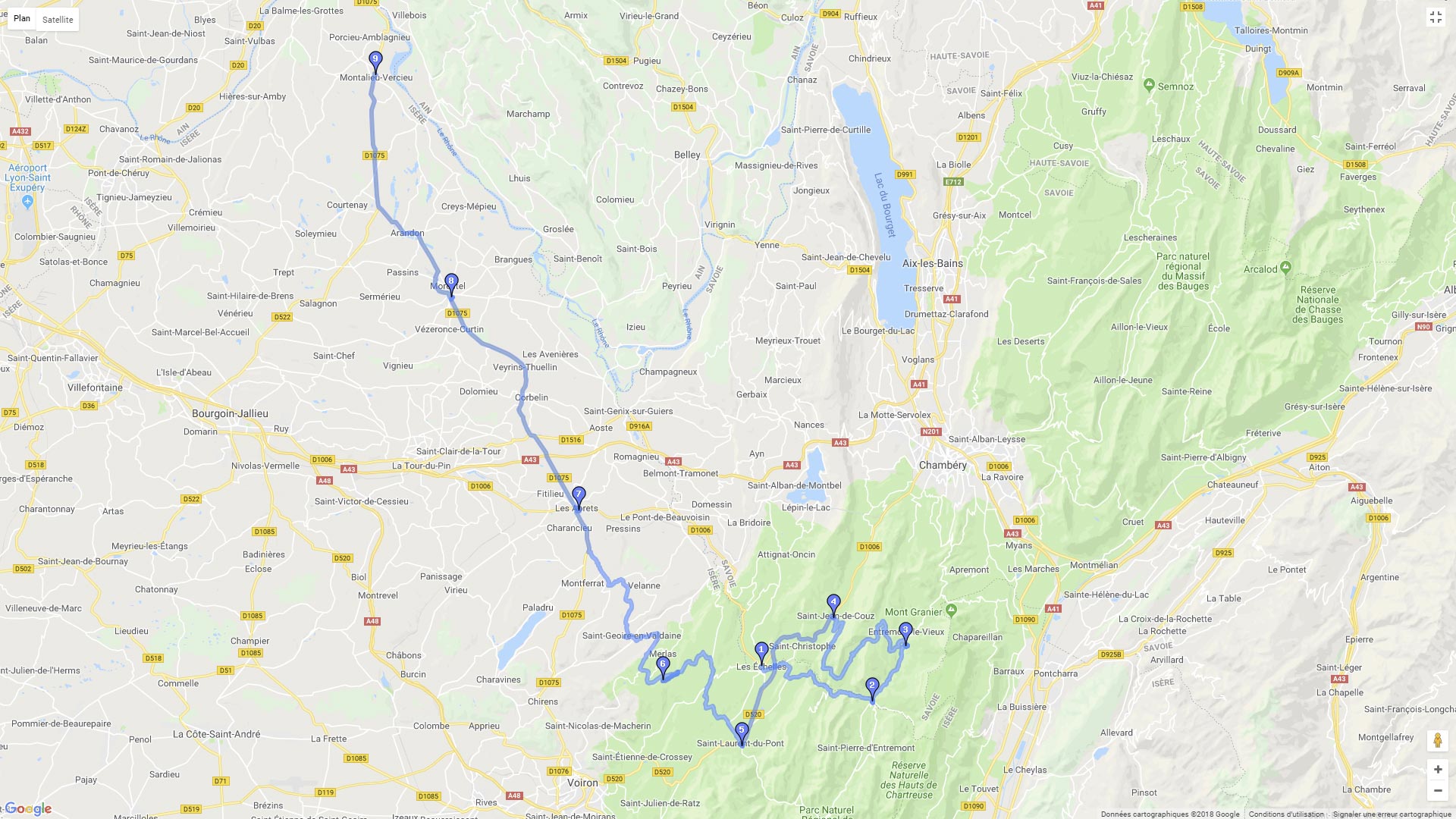 Pour zoomer sur la carte et avoir plus de détails, connectez-vous ! Carte roadbook Les Gorges en Chartreuse